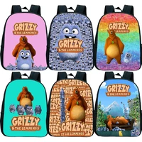 kids grizzy and the lemmings mini backpacks toddler cartoon kindergarten bookbags boys girls anime schoolbags child rucksack