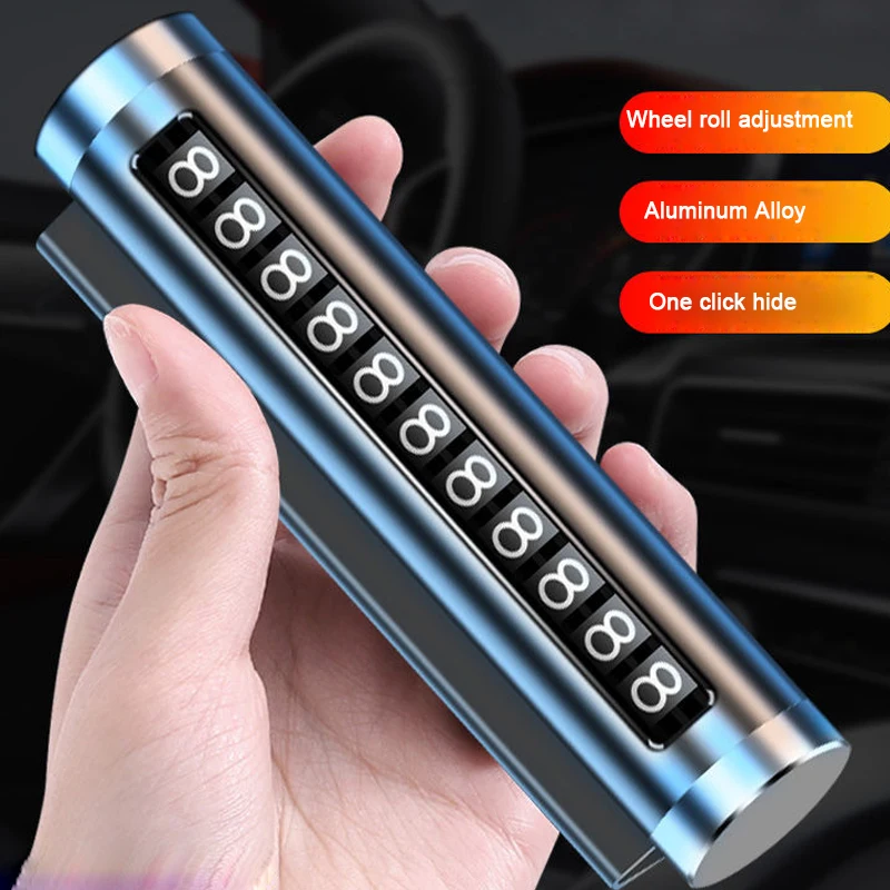 

Aluminium Alloy Car Phone Number Card Temporary Parking Card Plate Telephone Number Car Park Stop Automobile Accessories