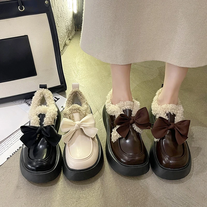 

Женские кроссовки на платформе, повседневная обувь на плоской подошве, оксфорды в британском стиле, универсальные классические криперы с бантом, в стиле преппи