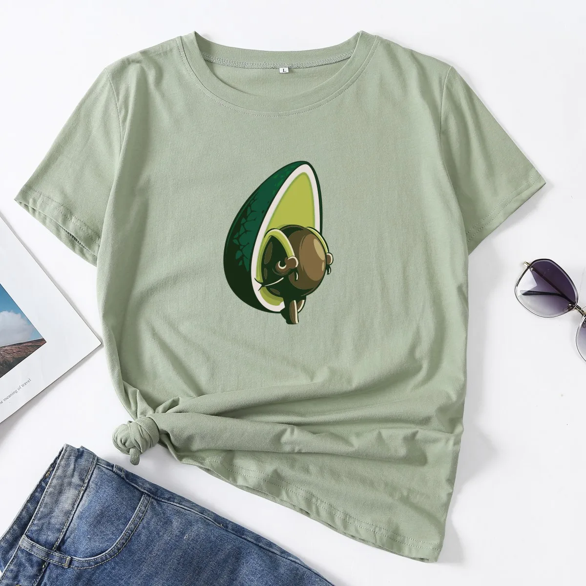 Вегетарианская женская футболка с изображением авокадо Foodie футболки коротким