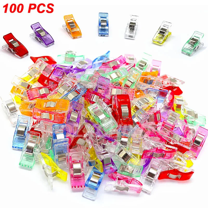 

100PCS Sewing Tools Sewing Clips Multipurpose Colorful Clips Plastic Craft Quilting Clips Sewing Craft Clamps for Sewing Binding