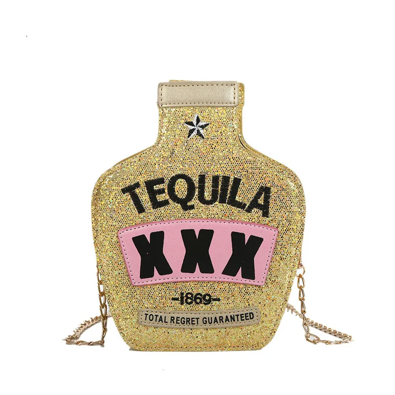 

Fun Fashion 2022 Sequined Embroidery Letter Vase Shape Shoulder Bag Lady Handbag Small Casual Chain Messenger Bag Trend Purse