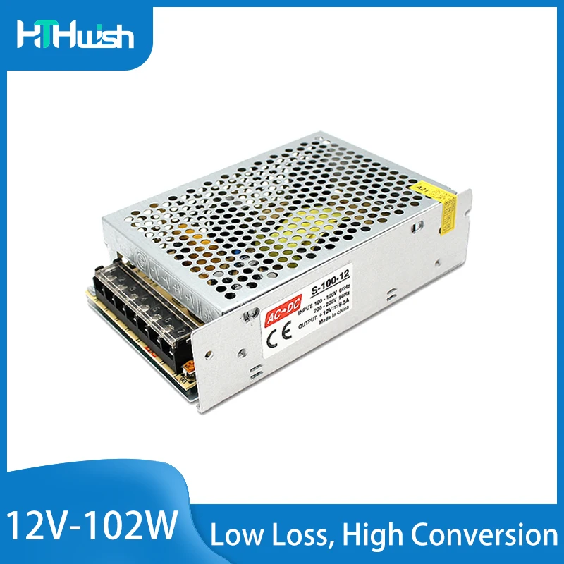 

12 Volt Power Supply 8.5A Switching Power Supply 220V to 12V AC-DC 102W SMPS for LED Strip Switch
