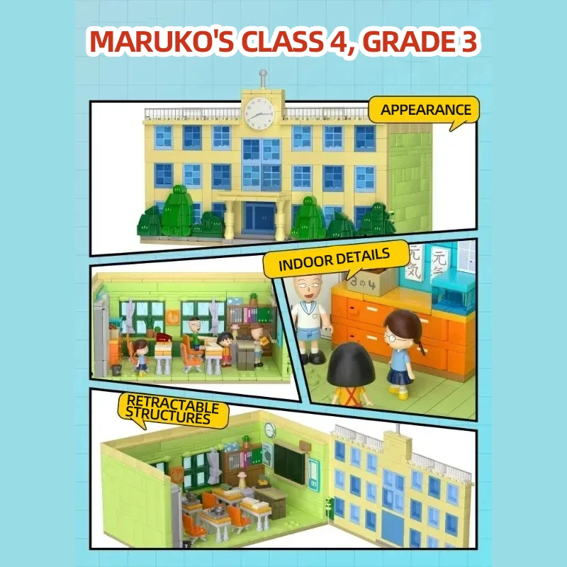 Wekki классический аниме дом сцена строительные блоки унисекс пластик небольшой