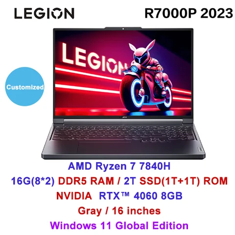 Игровой ноутбук Lenovo Legion R7000P 2023 Esports AMD Ryzen7 7840H 16 дюймов 16 Гб/32 ГБ ОЗУ 1 ТБ/2 ТБ SSD RTX4060 2,5 K 165 Гц игровой ноутбук