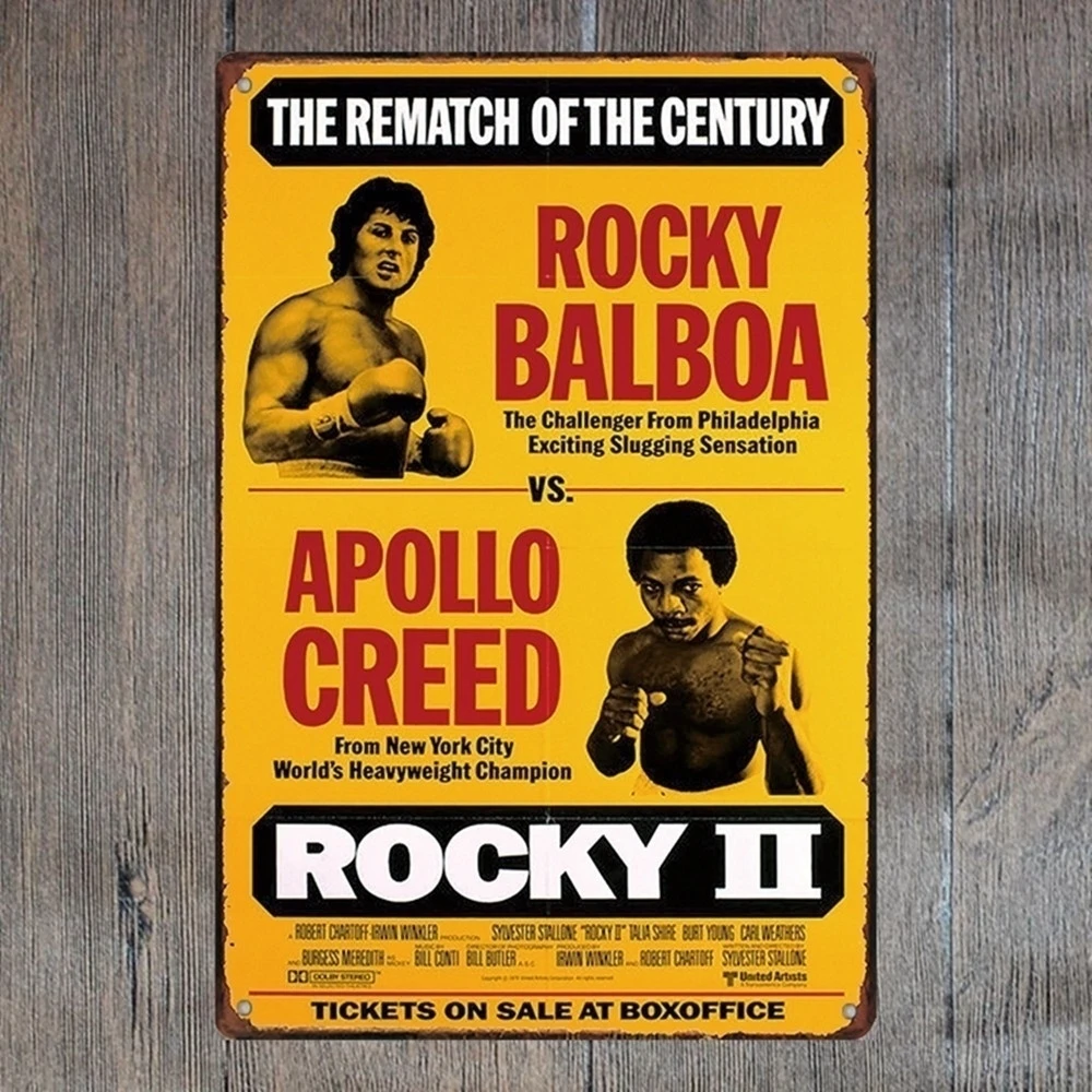 

Rocky Balboa Vs. Apollo Creed Bar Pub Home Wall Decor Poster Comic Sticker Vintage Metal Tin Sign 8"X12"
