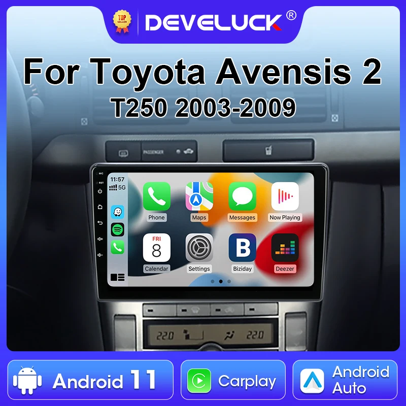 Автомагнитола 2 Din, Android 11, мультимедийный видеоплеер для Toyota Avensis T250 2 II 2003-2009, GPS-навигация, 2 Din, 4G, Carplay, стерео