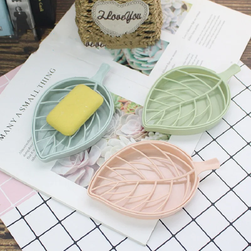 

Fashion Leaf Shape Soap Box Drain Soap Holder box Bathroom Shower Soap Holder Sponge Storage Plate Tray Bathroom Supplies Gadget