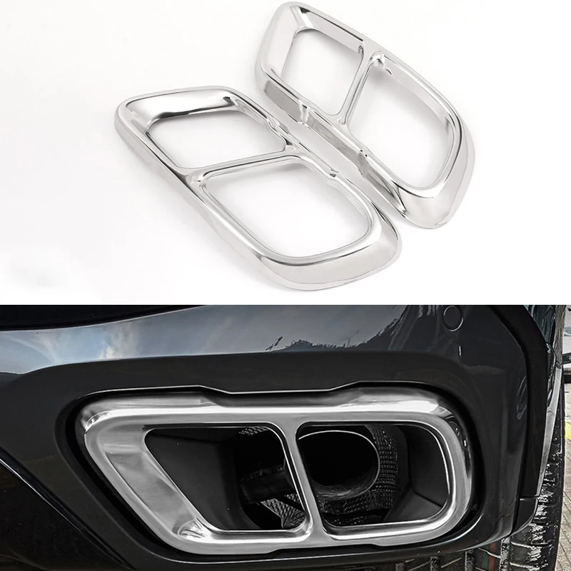 

Car Tail Pipes Exhaust Pipe Muffler Cover Exhaust Pipe Tail Throat Accessories For BMW X5 G05 X7 G07 2019-2021 Silver/Black