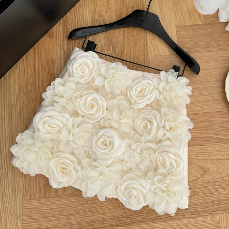 High Street 2024 ранняя осень женская короткая юбка с французскими 3D цветами элегантная