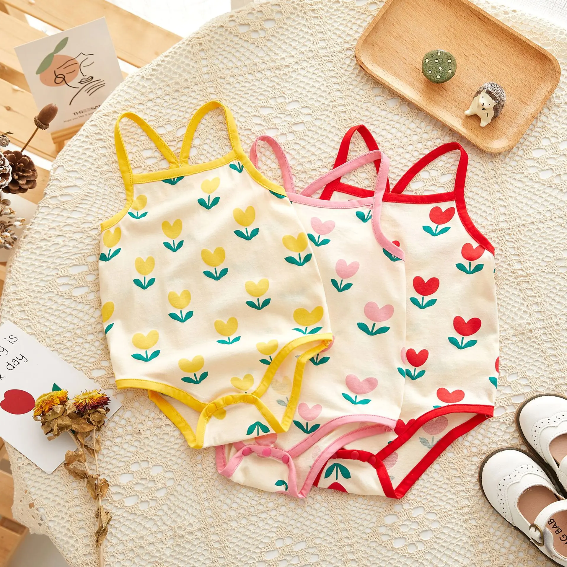 

Baby wrap clothes summer sling baby rompers pajamas small flowers baby onesie thin baby clothes