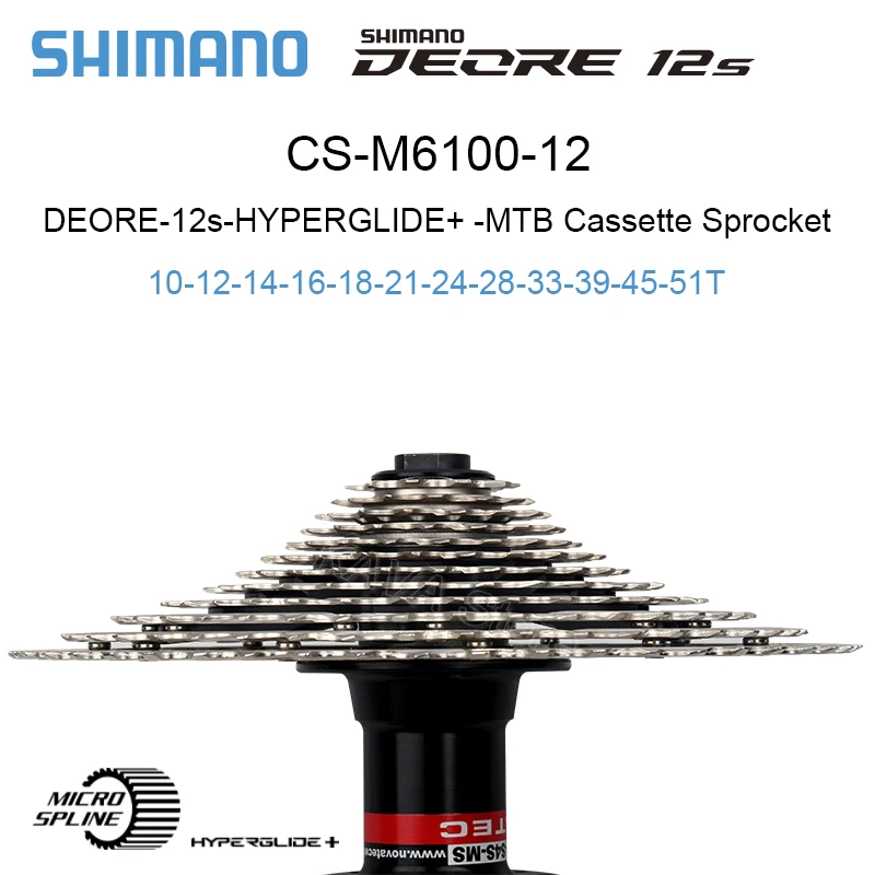 Кассета Shimano Deore CS-M6100 12S M6100 Звездочка с Micro Spline для горного велосипеда свободное