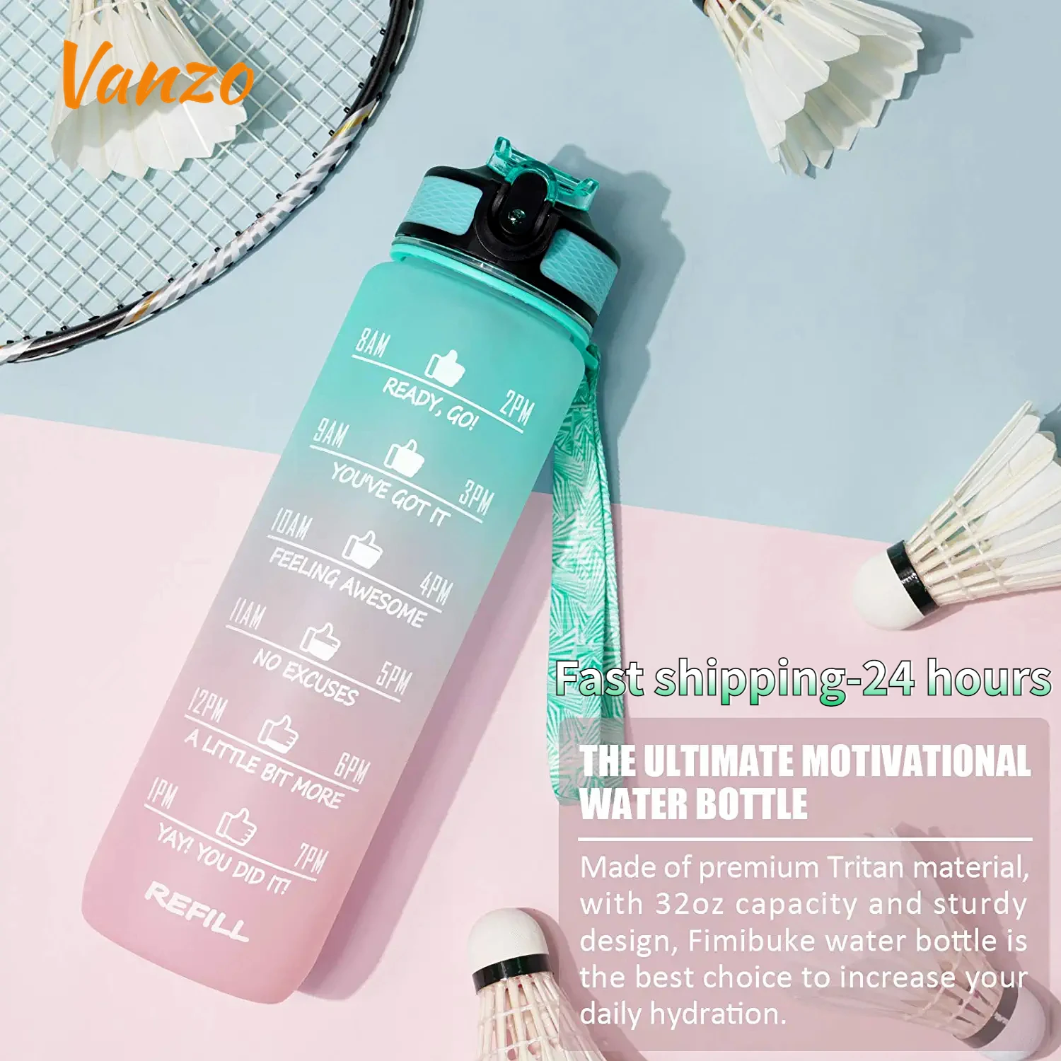 

1 Liter Water Bottle Motivational Sport Cute with Lid and Straw Timescale Reminder Man Water Bottles for Girls Free Shipping