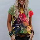 Модная футболка с 3D цветочным принтом, рубашка в стиле Харадзюку, топ, женские повседневные топы с коротким рукавом, винтажная одежда, женская рубашка большого размера Y2K