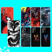 marvel venom spiderman for xiaomi redmi note 10s 10 k50 k40 gaming pro 10 9at 9a 9c 9t 8 7a 6a 5 4x transparent phone case