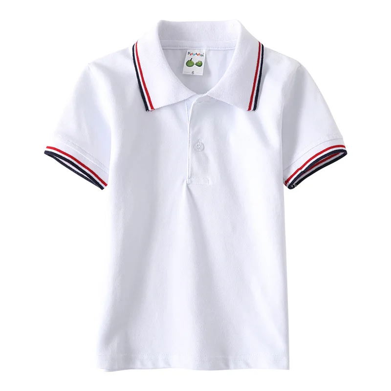 Новые детские спортивные футболки на пуговицах хлопковая Детская летняя одежда