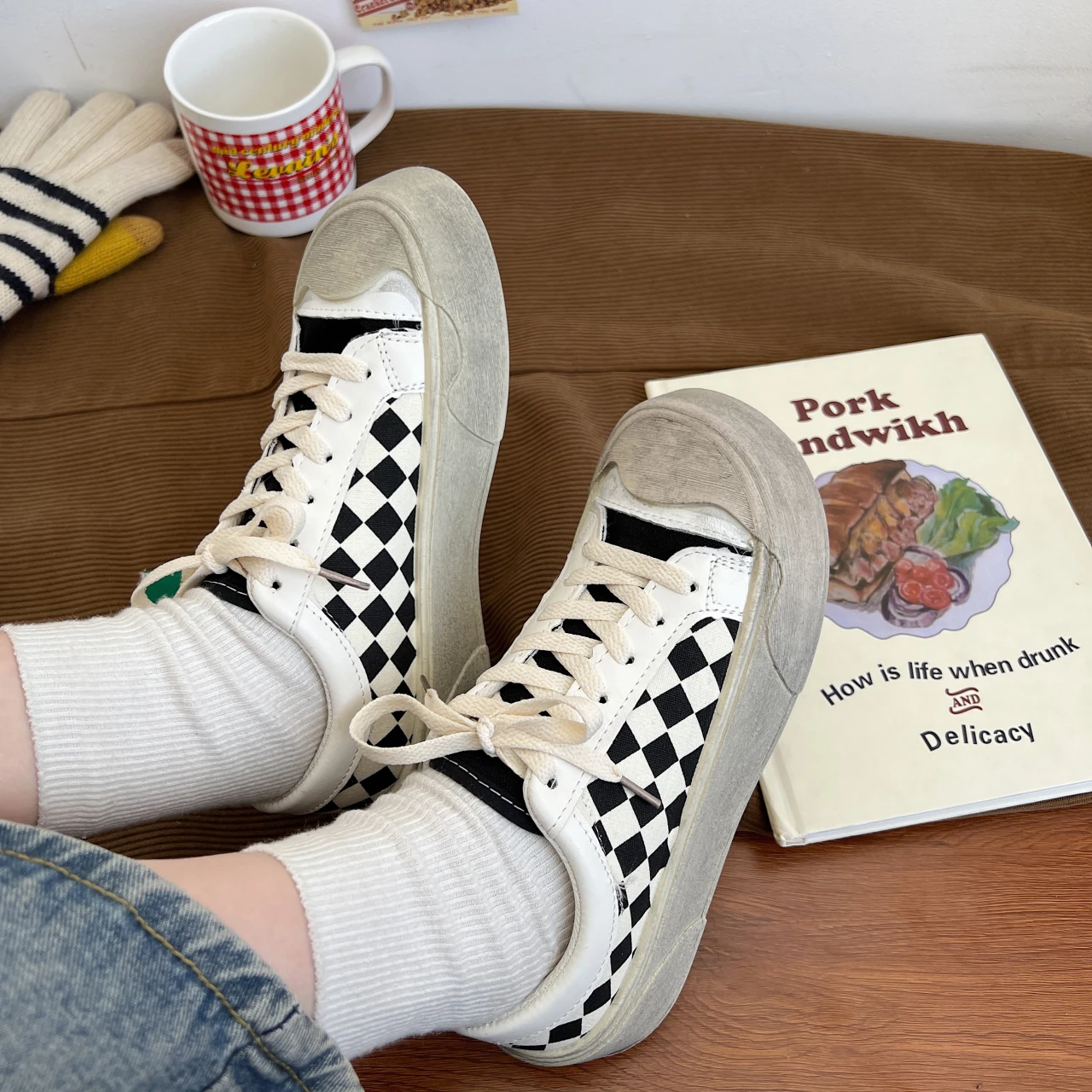 

Thick Sole Casual Sneakers Women's Sneakers Low Cut Kawaii Canvas Shoes 2022 New Women's Plaid Colorblock Vulcanized Flats