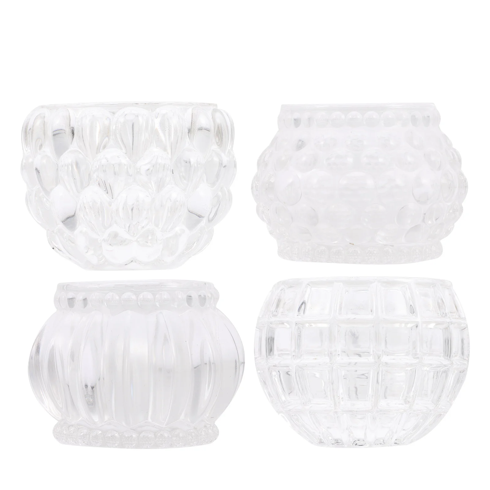 

4pcs Clear Glass Candle Holder Desktop Candlestick Adornment Glass Ornament