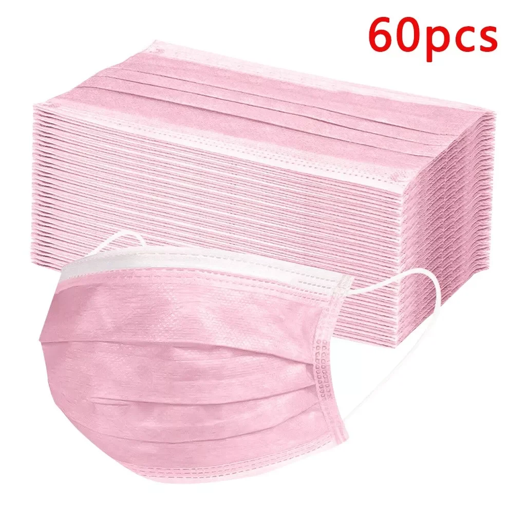 

10 30 60 10pcs Pink Adult Disposable Mask Face Cover Mask Blue Adjustable Comfortable Masks Halloween Cosplay Headband masques
