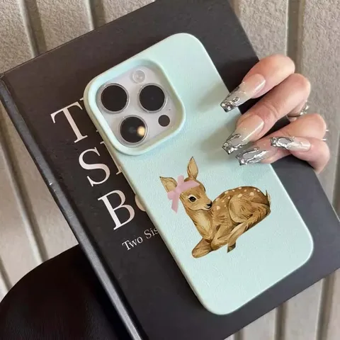 Простой чехол для телефона в стиле ретро с узором оленя и личи для iPhone 16, 15, 14, 13, 12, 11 Pro MAX 16, 15, 14 Plus, противоударный чехол Candy Bumpper