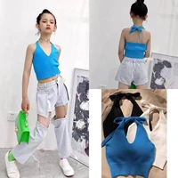 girls summer clothes waistcoats knitted suspenders outerwear undershirt short vests kids costumes fashion all match dance tops