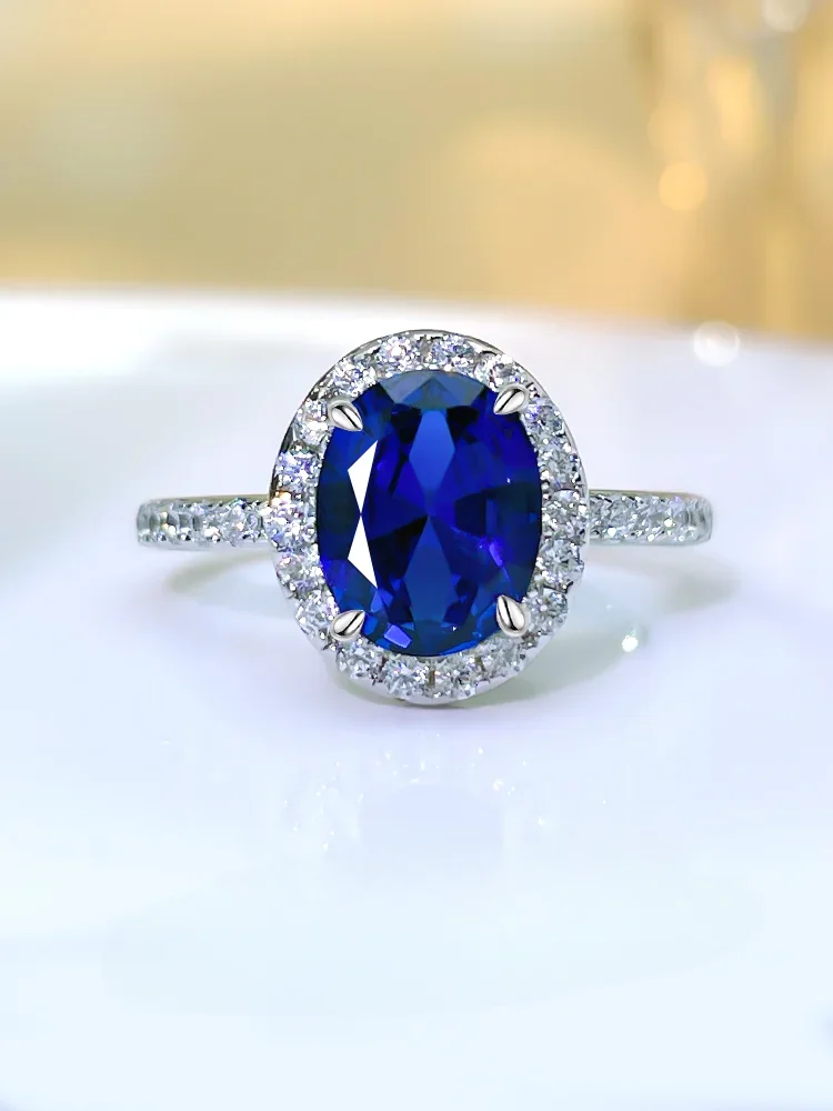 Женская Роскошная овальная искусственная серебро 925 пробы с инкрустацией из