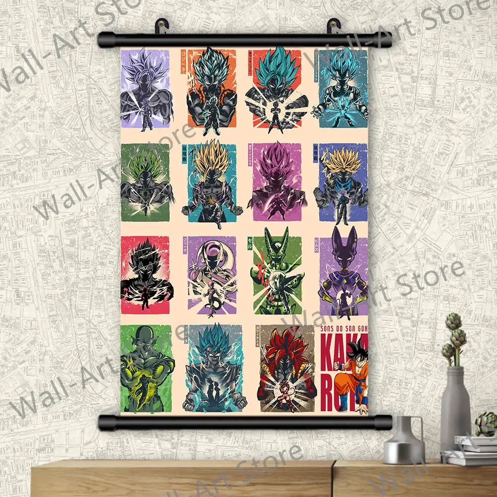 

Dragon Ball Classic Anime Scrolls Painting Hanging Canvas Super Goku Pictures Poster Wall Art Boy Bedroom Home Decoration Gift