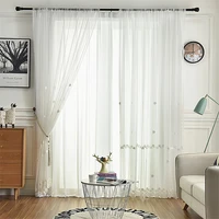2022 white beading tulle curtains for girls living room dining bedroom windows treatment embroidered sheer romantic screen