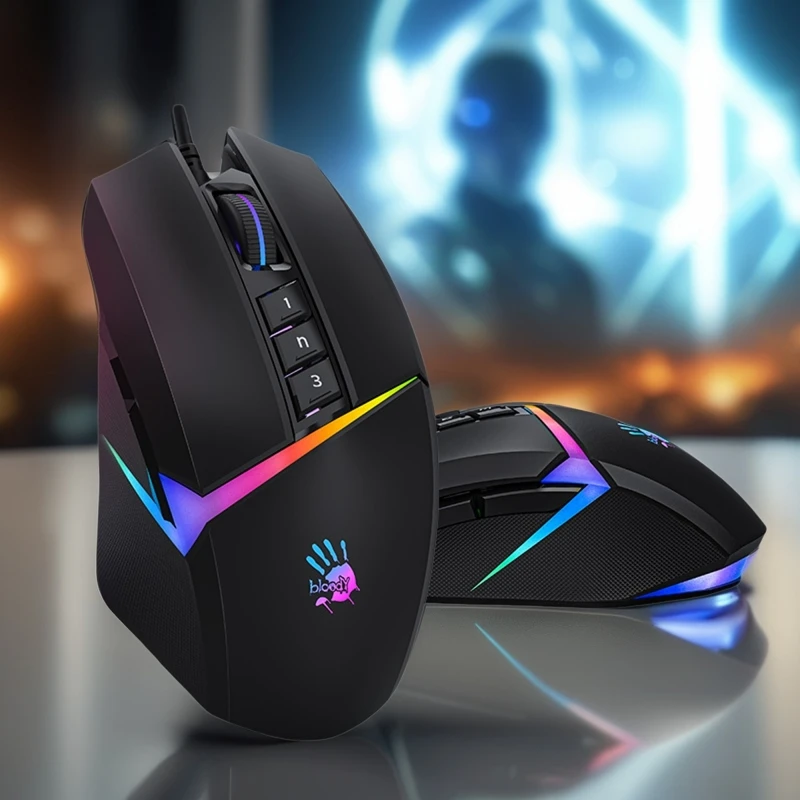 Фото Игровая мышь A4TECH Bloody W60MAX, 15-зонная RGB-анимация, предварительно загруженные 5 световых эффектов RGB, частота отчетов 2000 Гц №1