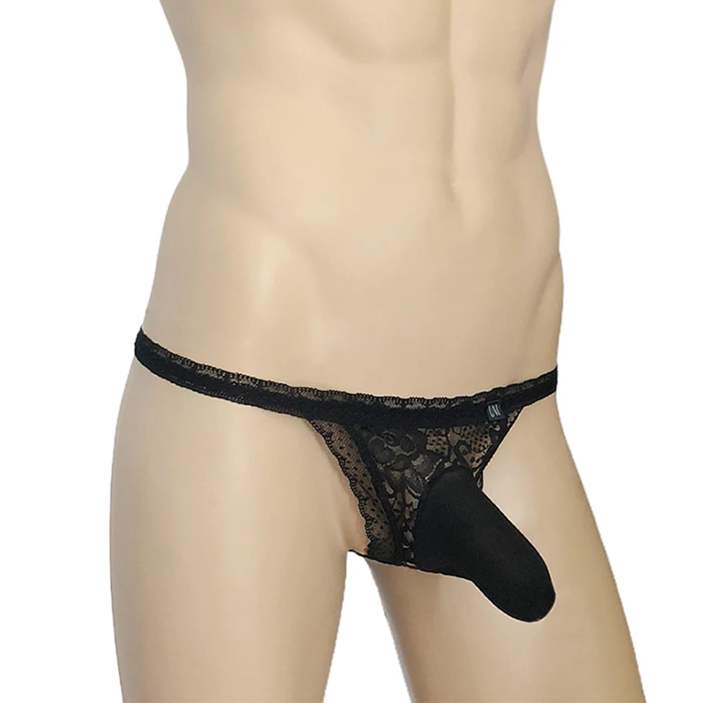

Sissy Pouch Panties Men Lace Gays Lingerie Lace Backless Sheer Thin Thong Underwear Briefs Jockstrap Low Rise Male Underpants