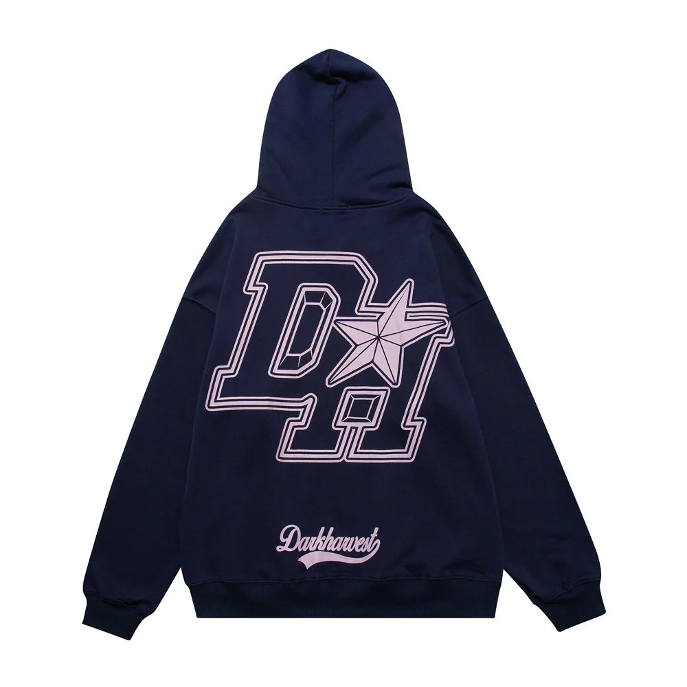 

Hoodies Embroidery Letter Star New Casual Top Vintage Y2K Simple Women Korean Autumn Streetwear College Girl Men Gothic Pullover