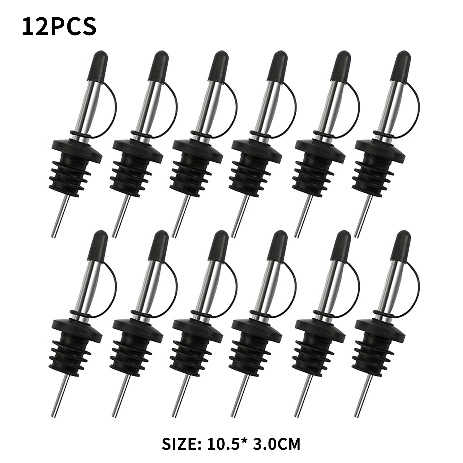 

12PC Stainless Steel Liquor Pourers With Hooded Dust Cap Wine Bottle Stopper Olive Oil Wine Vinegar Dispenser Bar Tool Wine Pour
