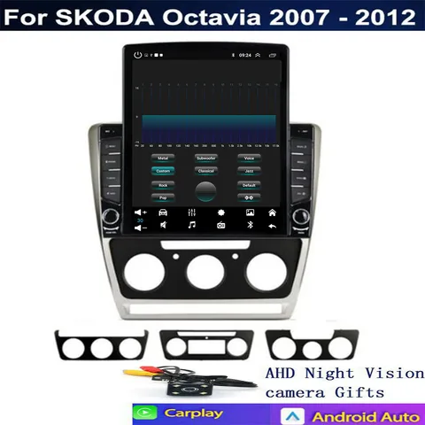 Автомобильный радиоприемник Android 14 для Volkswagen SKODA Octavia 2 A5 2007-2014 GPS Мультимедиа 5G WIFI 4G LTE Viedo Плеер Навигация DSP DVD