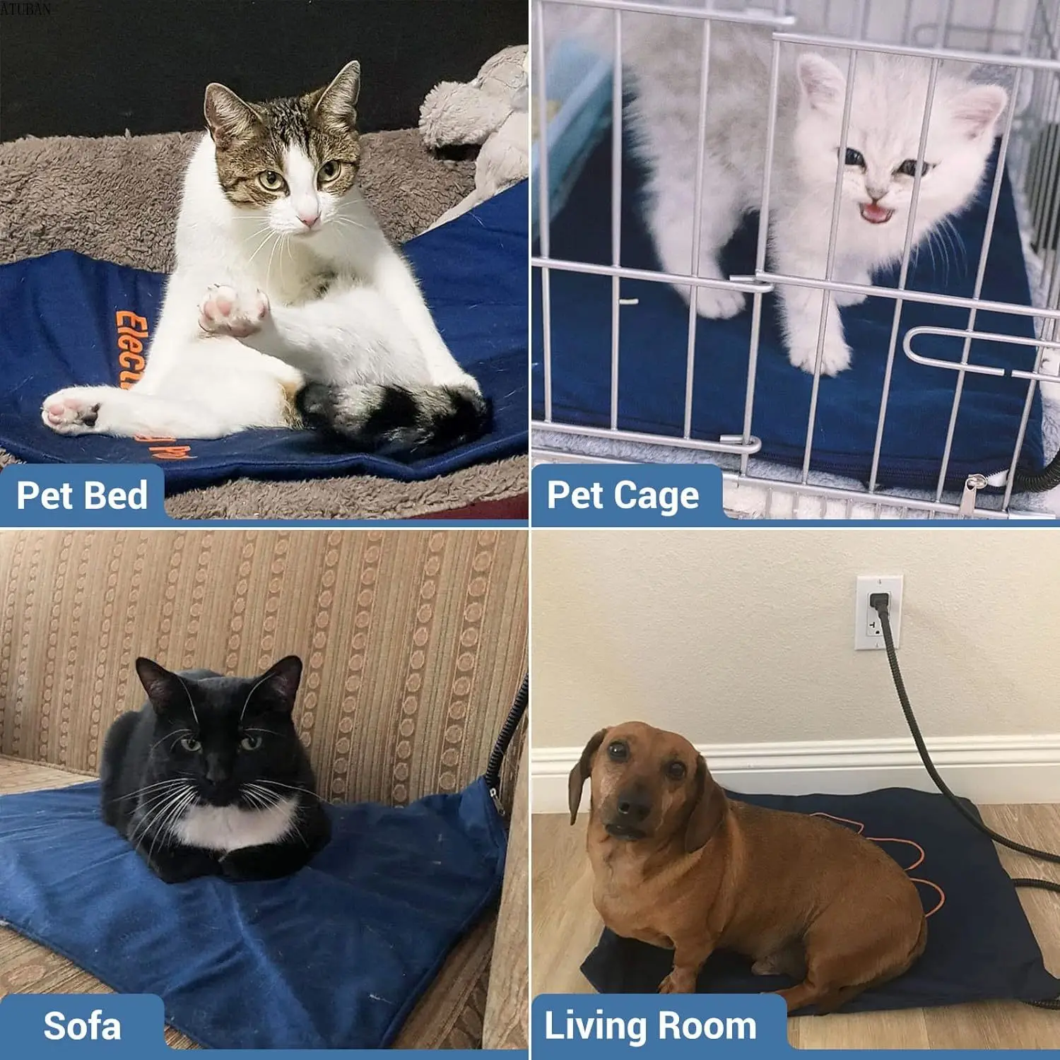 Нагревательная подушка для домашних питомцев ATUBAN домашняя теплая кровать кошек