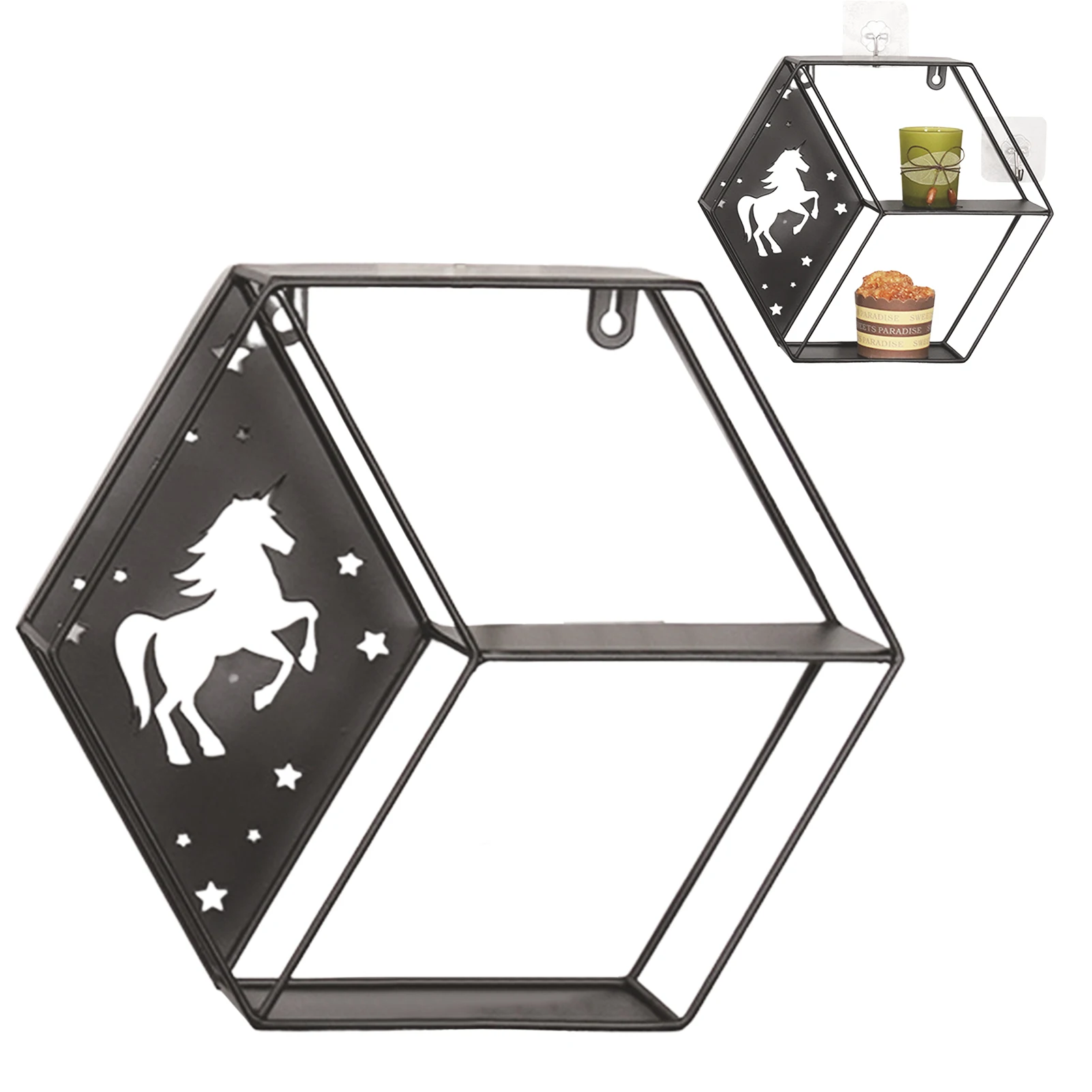 

Floating Shelves Wall Mounted Hexagon Metal Display Rack Hangings Shelf For Living Room Storage Shelf Wall Décor For Living