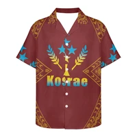 2022 design logo printing polynesia traditional tribe men short sleeve v neck shirt summer style casual fashion men clothing