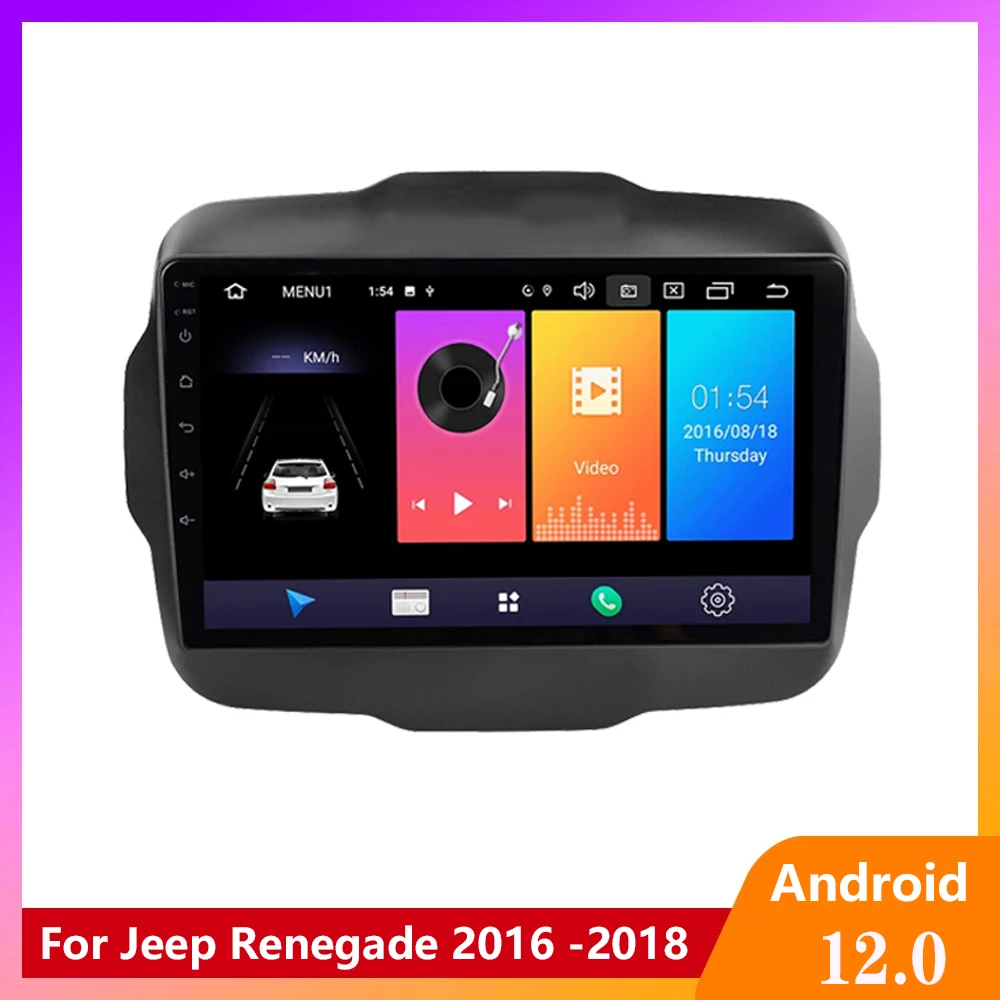 

Автомагнитола 2 Din на Android 12,0 для Jeep Renegade 2016, 2017, 2018, 9 дюймов, GPS-навигация, FM, мультимедийный mp5-видеоплеер
