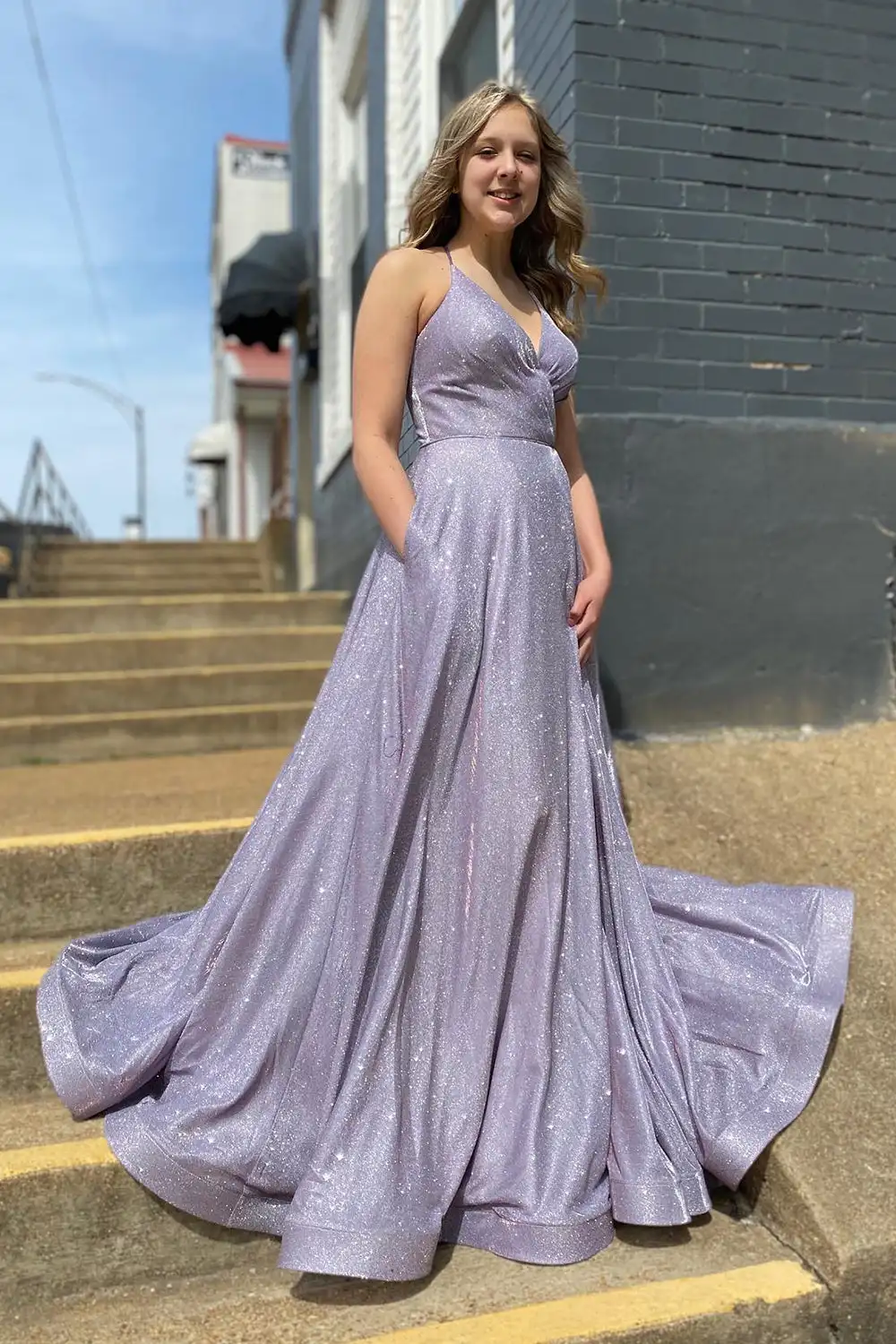 

Spaghetti Strap A Line Long Prom Dresses 2023 New Sleeveless Pockets Floor Length Formal Evening Occasion Party Gowns