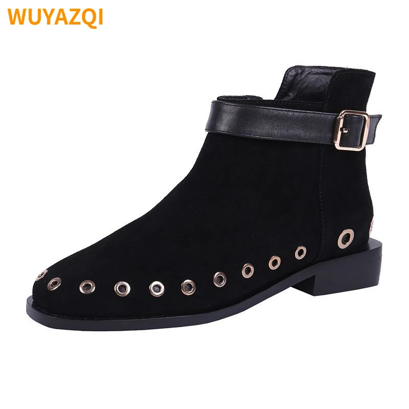 

WUYAZQI New Women's Martin Boots Fashion High Top Women's Shoes Frosted Leather Women's Boots Casual