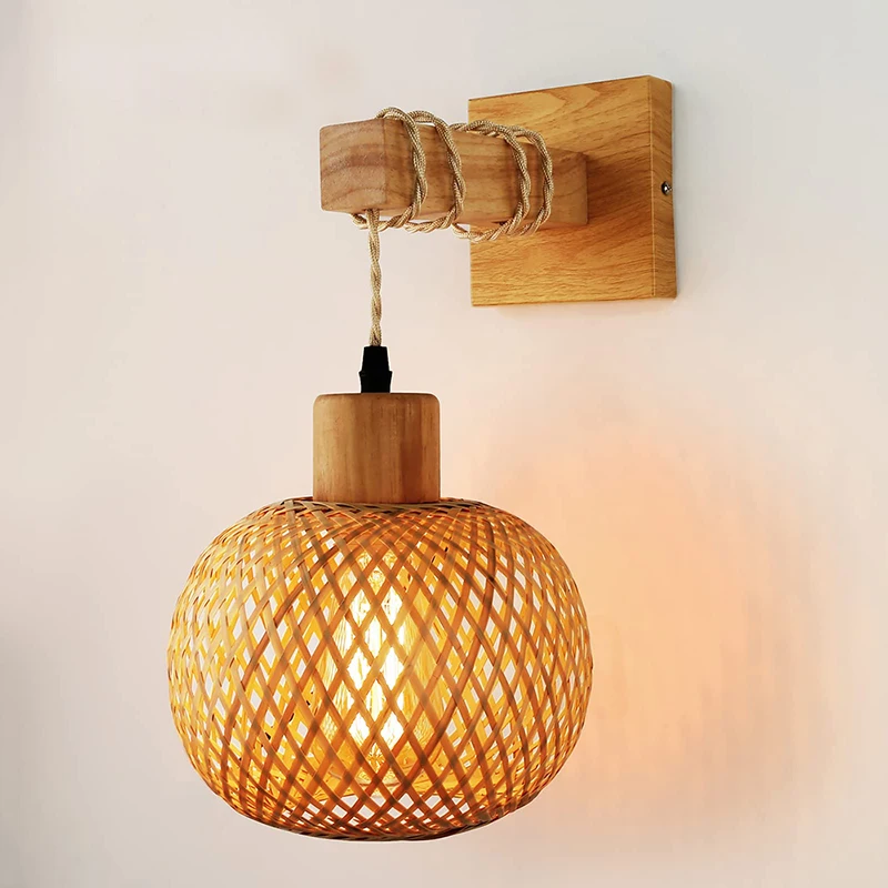 

Rattan Wall Sconce Lighting Wall Mount Light Fixture Indoor Farmhouse Rustic Wall Sconces Vintage Sconces Lamps