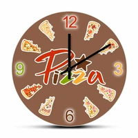 italian food art pizza slice print wall clock for kitchen dinning room type of pizza menu display decorative business sign clock