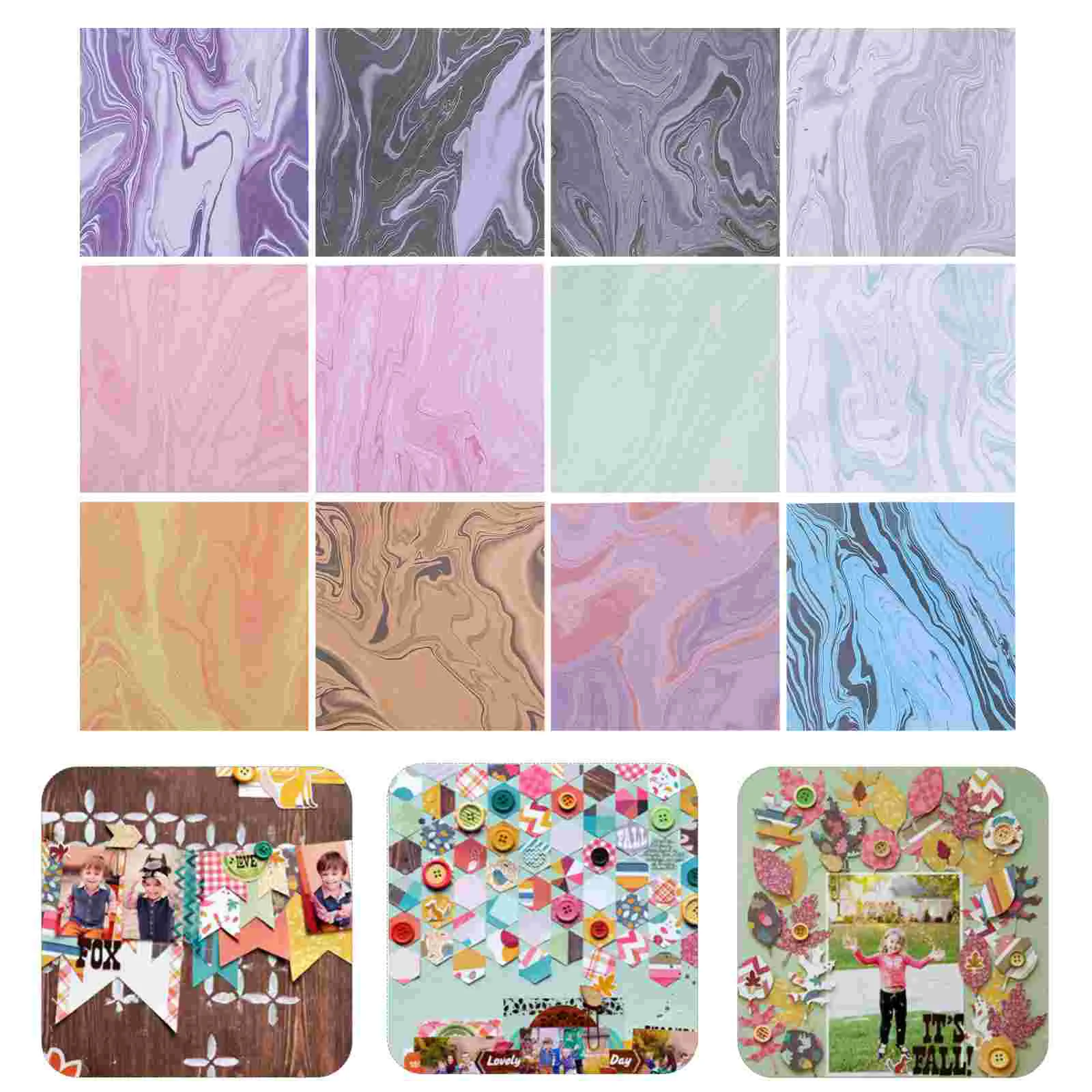 

48 Sheets Decorative Plants Decor Marble Theme Photo Album Scrapbook Decoration Accessories Used as Greeting Cards