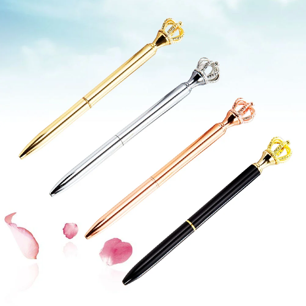 

4pcs Beautiful Creative Crown Simple Gel Pen Metal Gel Pen Elegant Gel Pen for Girl