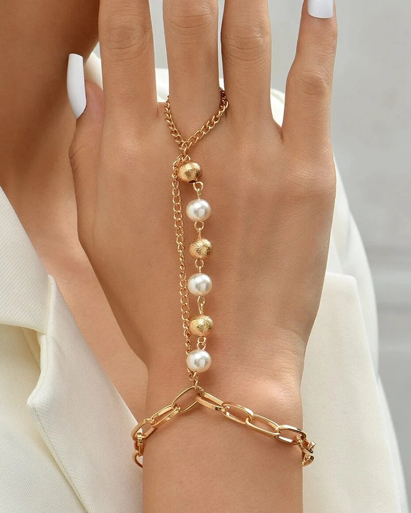 

Chain Bracelet with Rings for Women Hollow Crystal Ring Connected Finger Bracelets Hand Accessories Jewelry Lady Gifts