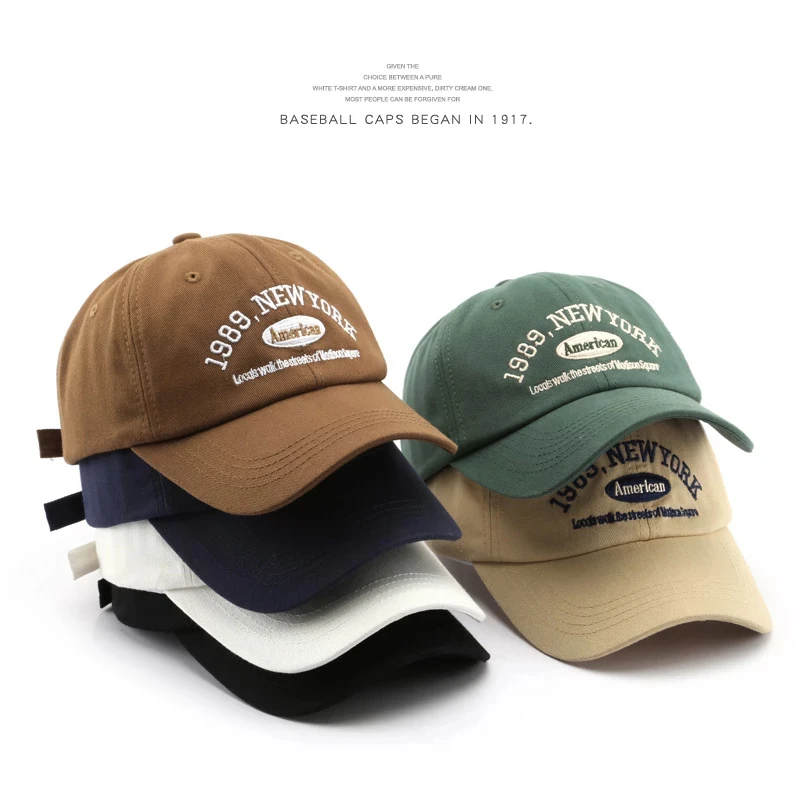 

Men and Woman's Baseball Caps Adjustable Casual Embroidered 1989 New York American Cotton Sun Hats Unisex Solid Color Visor Hats