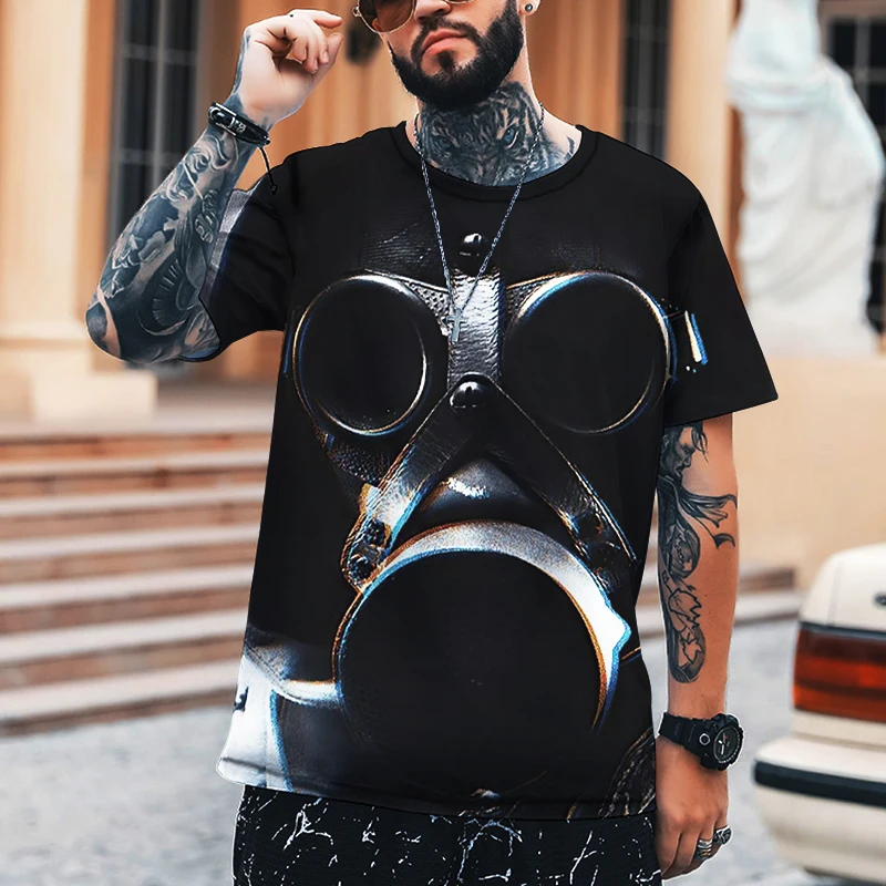 

2022 Summer New Style 100% Lycra Polyester T-shirt Men's Casual O-neck Resident Evil Mask High-quality Men's T-shirt 5XL
