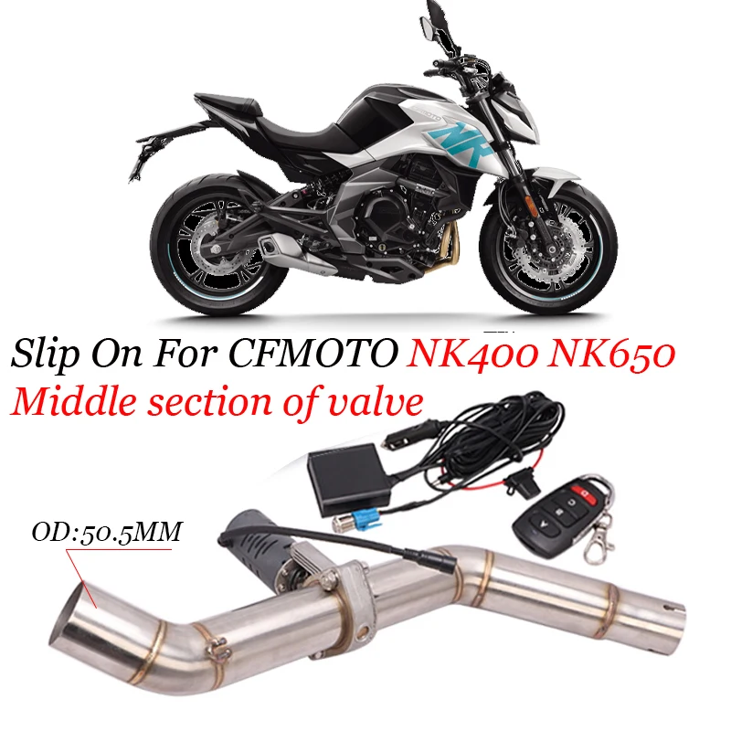 

Выхлопной глушитель для мотоцикла Espace Moto Mid Link труба с клапаном скольжения для CFMOTO NK400 NK650 NK650 NK400 2019-2023 выхлопной трубы