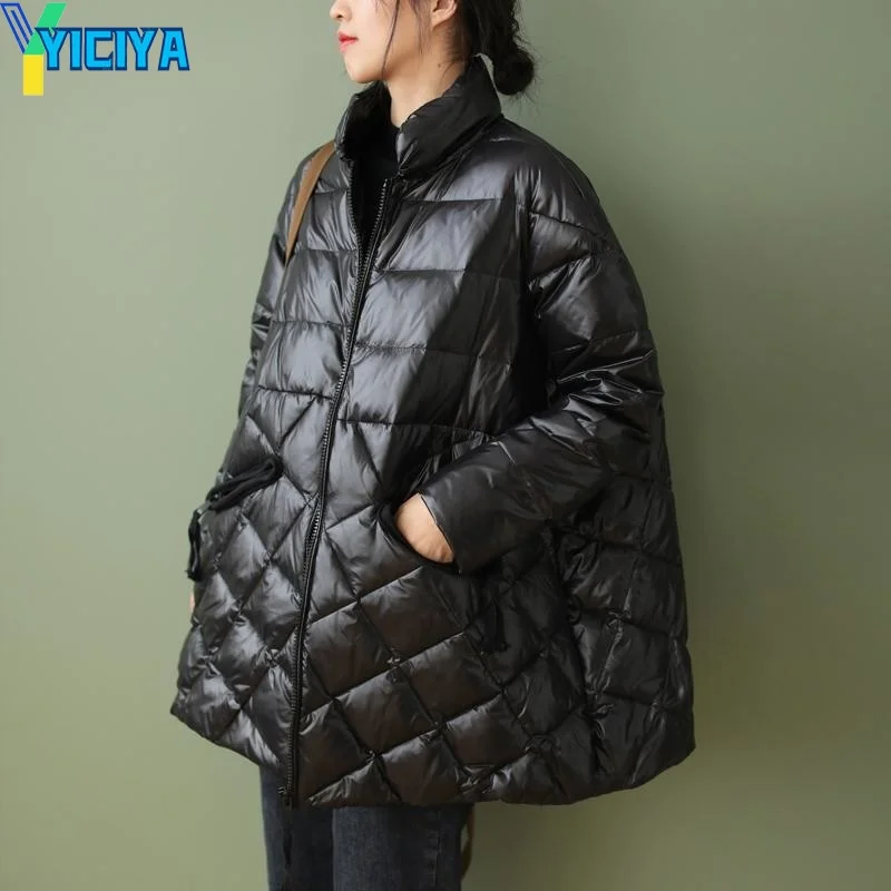 YICIYA Women Winter Parkas Vintage Warm Cotton Coats 2023 Long Sleeve Zipper Pockets Female Clothes Casual Streetwear Outerwear