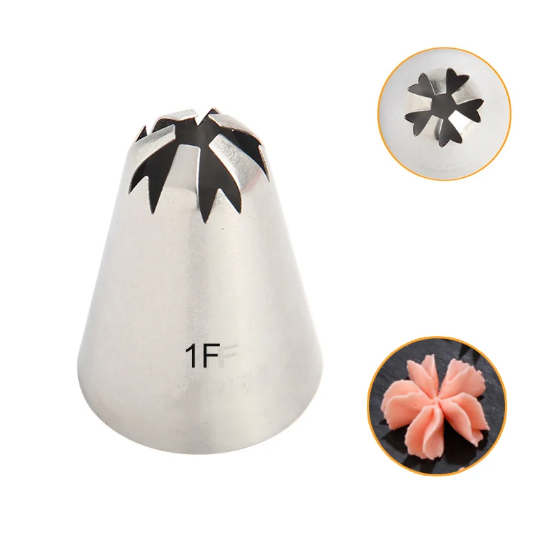 

1Pcs 1F# Cherry Teeth Pastry Nozzles Metal Cake Cream Decoration Tips Pastry Tools Piping Icing Nozzle Cupcake Head Dessert