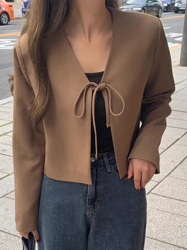 Женское Свободное пальто с V-образным вырезом длинным рукавом